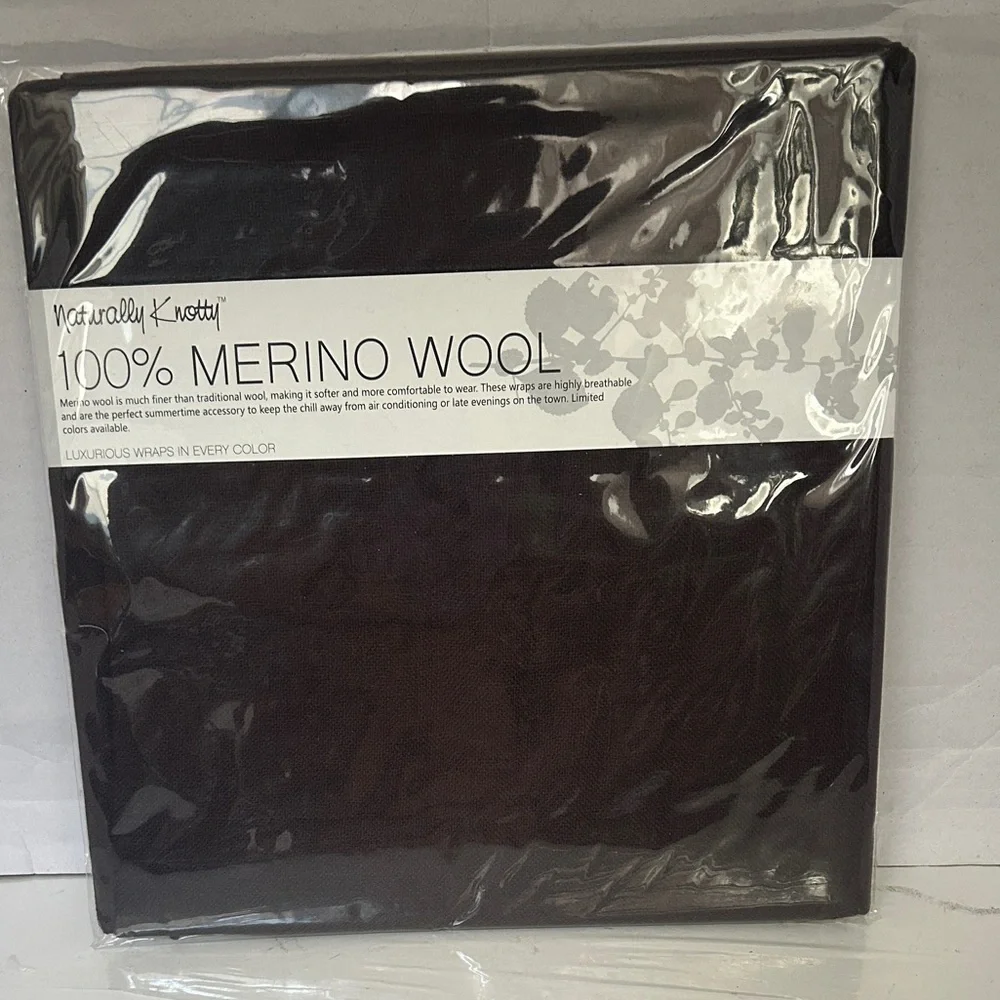 Naturally knotty 100% Merino Wool Scarf Wrap Chocolate Dark Brown Fringed